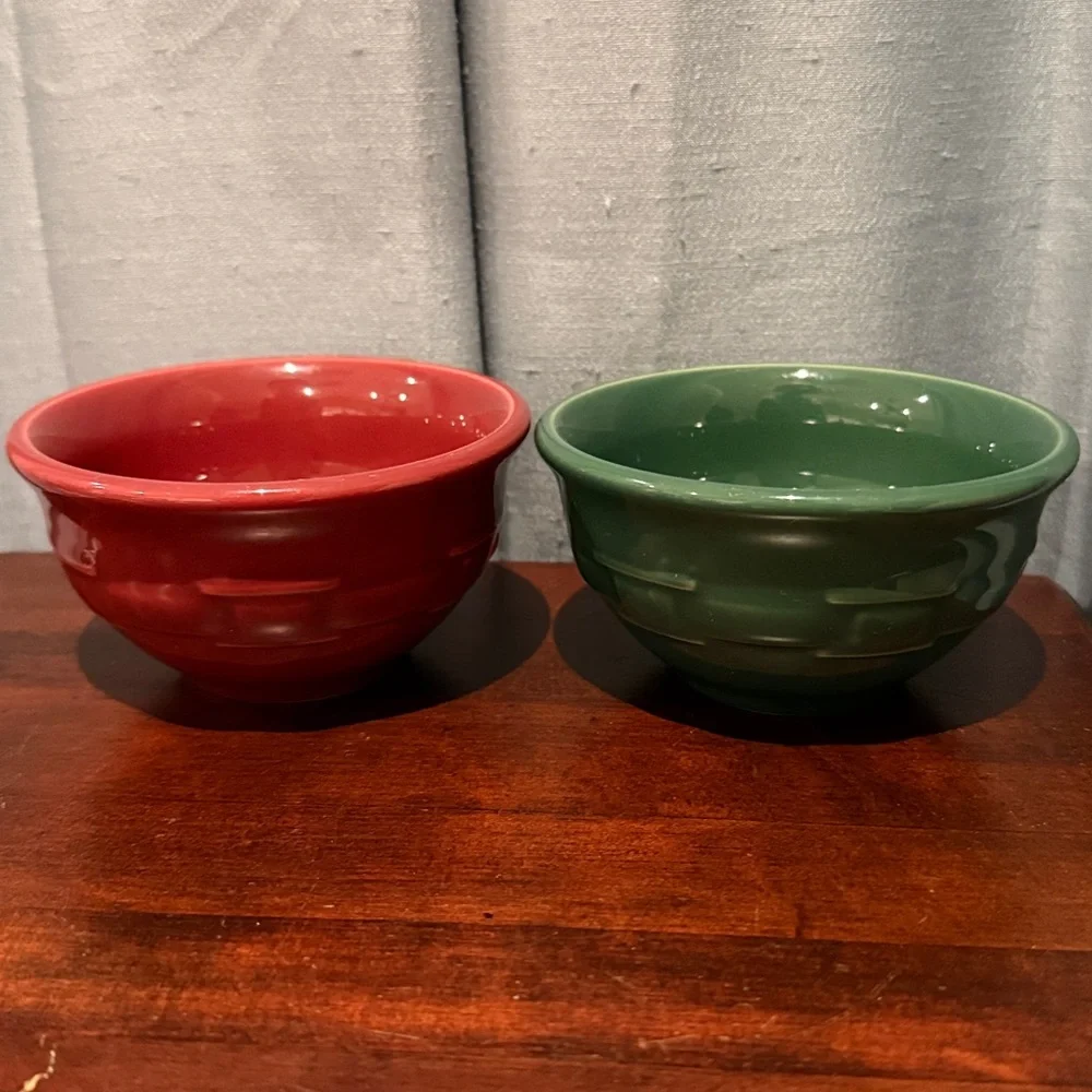 Longaberger Red and Green Ceramic Prep Bowls